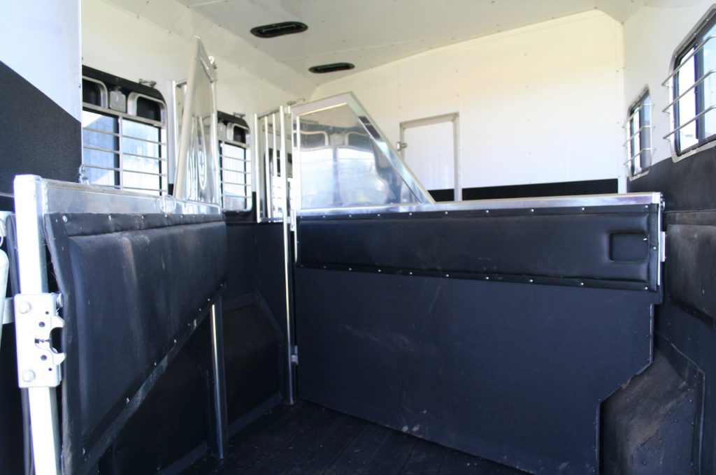 The inside of our Horton slant load trailer