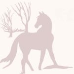 pink horse in wind looking back art for my logo