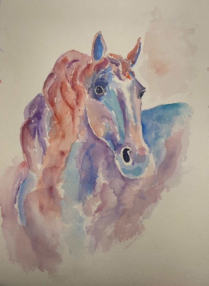 Rainbow Mane Horse Watercolor